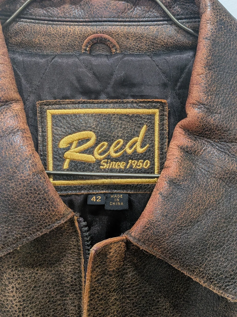 Vintage Reed Brown Leather Mens Retro Streetwear Biker Distressed Jacket Sz 42